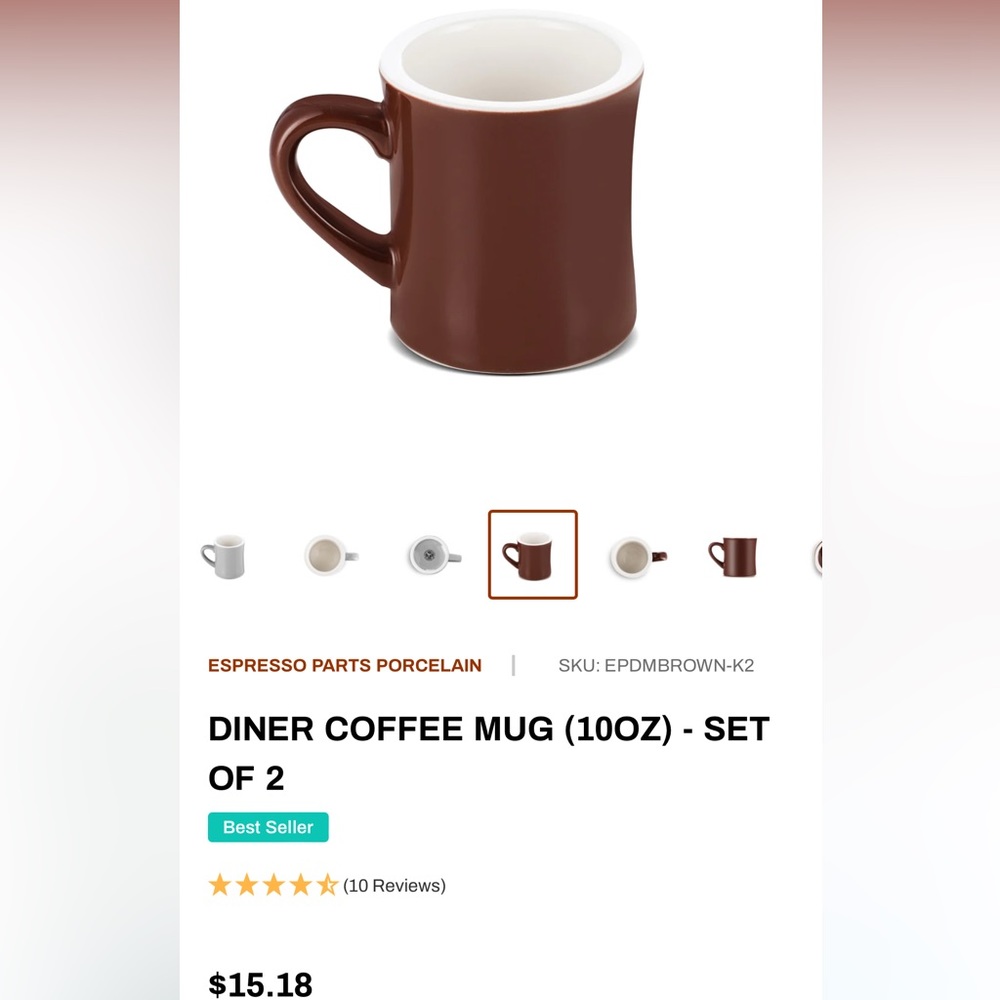 Diner Coffee Mugs - 10oz each